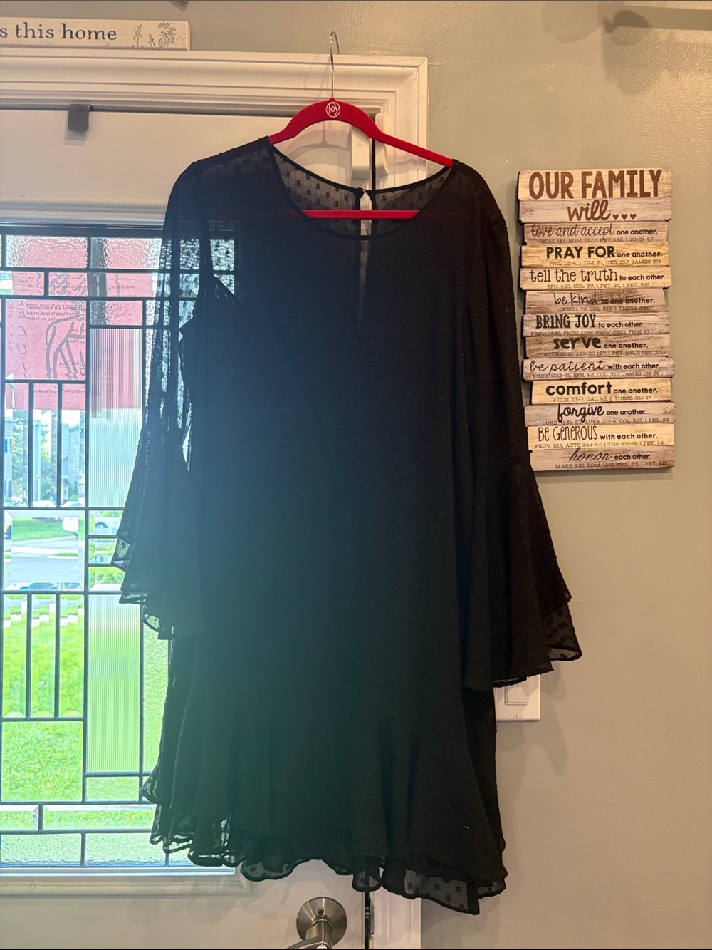 Vince Camuto Black Layered Bell Sleeve Dress